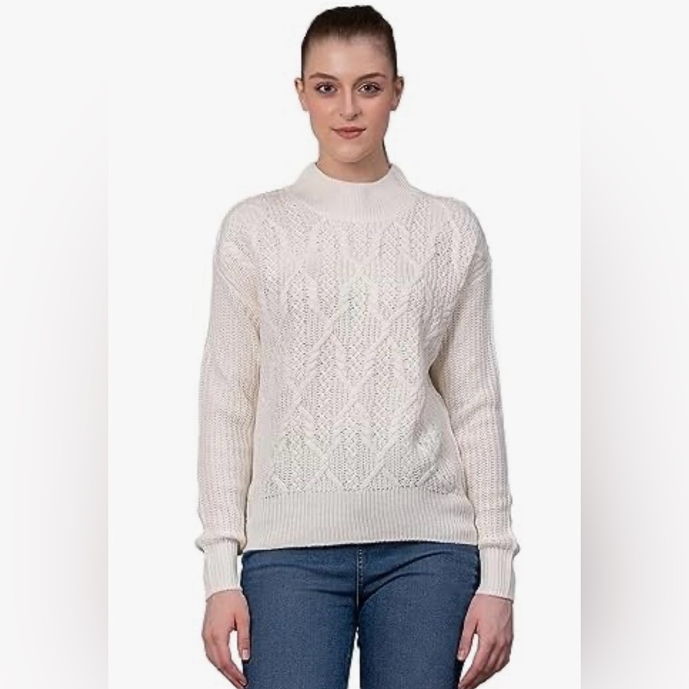Elegant Cream Knit Turtleneck Sweater